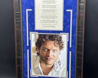 Blake Shelton Signed Photo & Song Lyrics, Framed