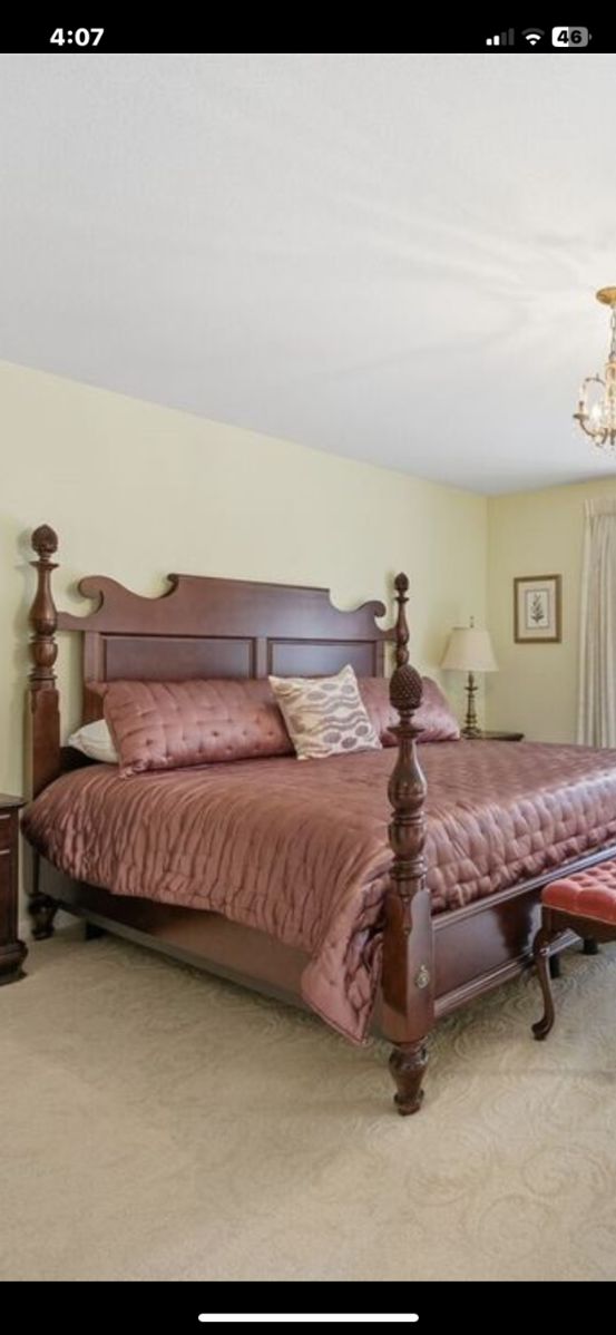 Vintage Ethan Allen King bedroom set includes poster, bed, two nightstands, dresser, mirror, and lingerie chest
$2000
Adjustable mattress less than years old additional $1500