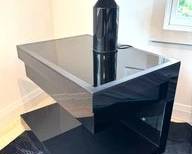 PAIR Mark Kleinberg Black Glass Lacquered Side Table