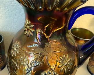 Fenton Glass Pitcher and Glasses 