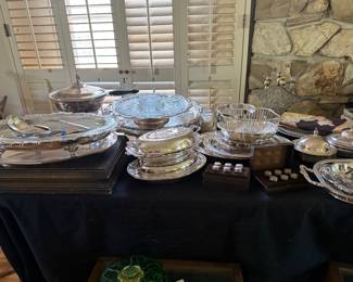 lots of silverplate.. great serviing pieces