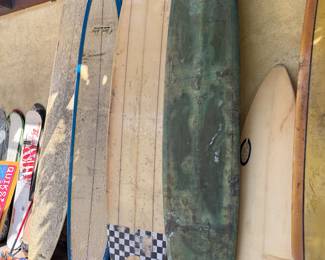 large collection of Vintage surfboards