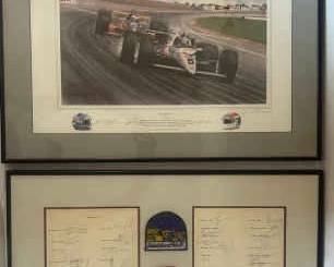 Framed 1985 Detroit Grand Prix Memorabilia Signed by Legendary F1 Drivers
