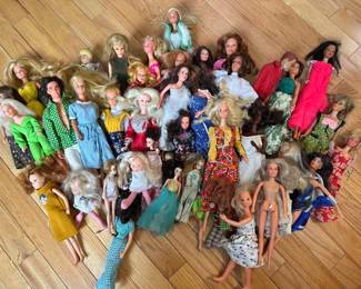 Vintage Barbie Fashion Dolls Collection with Clothing and Accessories 1960s1980s Era