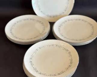 Flintridge China BonLite Salad Plates Made in California Vintage Scroll Pattern