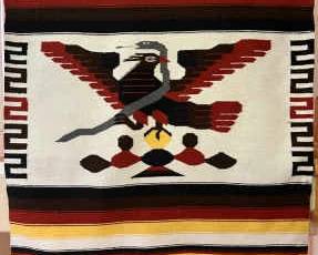 Handwoven ZapotecStyle Tapestry Featuring Eagle and Serpent Motif