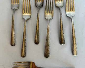 004 Towle Sterling Silver Salad Forks – Candlelight Pattern – Pat. 1934 – Set of 7