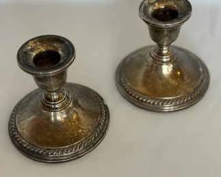 Pair of Crosby Sterling Weighted Candle Holders
