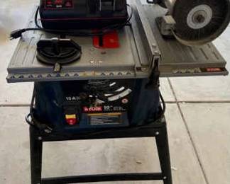 Ryobi 10 Table Saw Lot w Montgomery Ward Grinder Craftsman Sharpener