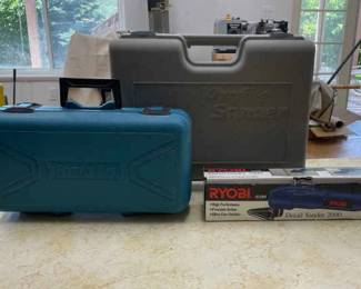 ThreePiece Sander Grinder Lot Porter Cable Profile Sander, Makita 4 Disc Grinder, Ryobi Detail San