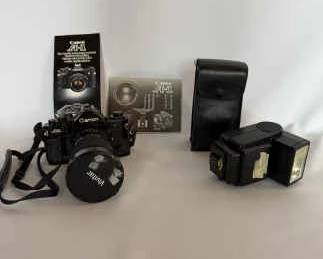 Canon A1 35mm SLR Camera with Vivitar Series 1 Lens Canon Speedlite 199A Flash