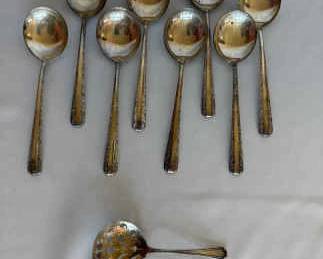 Towle Sterling Silver Bouillon Spoons 1 Pierced Spoon Candlelight Pattern 9 Pieces
