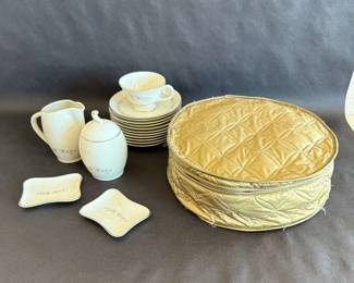 Flintridge China BonLite Teacup Saucer Set with Creamer, Sugar Bowl Rare Bone Dishes 26 Piece