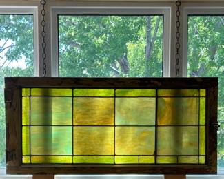 Antique Stained Glass Transom Window with Original Hardware