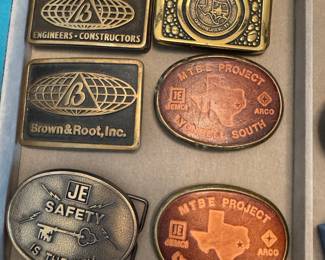 Various branded belt buckles