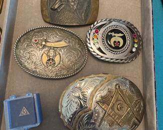 Crumrine Masonic belt buckle and other interesting belt buckles