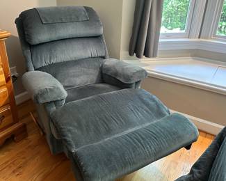 S73 - $125 - LaZBoy Blue Recliner. Clean and well maintained. A very comfy place to sit and kick your feet up. Cushions are in great shape. No mechanical issues. Measures 35"W x 33"D x 43"T