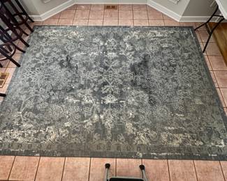 S74 - $80 - Oregon Collection Area Rug 8' x 11'. Color: Blue. Made in Turkey. From a dog loving household. No stains or eye catching wear though. A light cleaning would look nice.