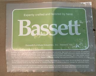 S1 - $300 - Blue 3 Seater Sofa. The brand is Bassett. In good condition. No stains or signs of wear. Smoke free home. 88"w x 37"d x30"t