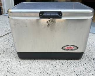 S160 - $40 - 54 Qt. Coleman Steel Cooler. Gently used.
