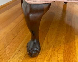 S13 - $75 - Soft Pink Wingback Chair w/ Claw Foot Legs. No stains or signs of wear. Great condition for older chair. 30"w x 27"d x 44"T