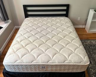 S84 - $200 - Queen Size Metal Bed Frame. Like New Posturepedic Sealy Mattress included if you want it. No stains.