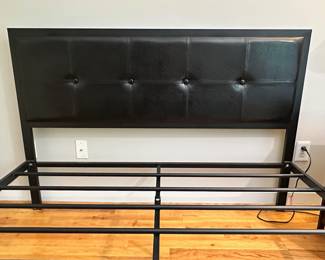 S71 - $100 - Queen Bed Frame with "Leather" Headboard. Like new condition. No visible wear.