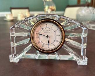 S48 - $15 - Waterford Crystal Desk Clock. appx 4" tall and 7" wide.