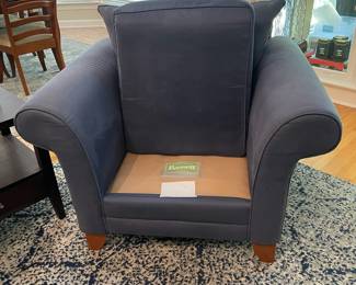 S2 - $175- Blue Bassett Arm Chair in good condition with no signs of wear or damage. 45"w x 36"d x 30"t