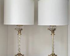 Pair of Glass and Brass Finish Lamps