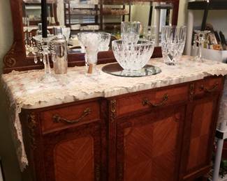 FRENCH DINING ROON SET, SERVER AND CRYSTAL