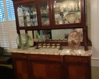 ANTIQUE CHINA BUFFET AND CRYSTAL