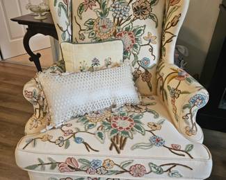 2 Crewel Wingbacks