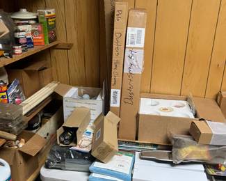 This room in garage is full of new items still in the boxes