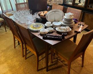 Large mud century dining table with 10 chairs