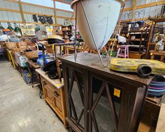 small china cabinet, mid century items
