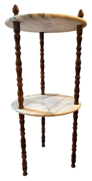 3 Tiered Marble Wood Stand