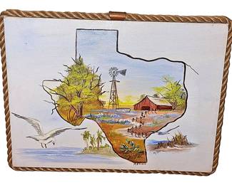 Rope Framed Texas Landscape Painting