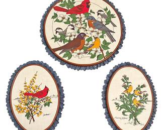 Handmade Embroidered Bird Wall Art