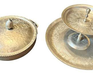 Etched Aluminum Tray Lidded Dish