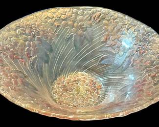 Large Floral Glass Serving Bowl