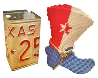 Tx License Plate Vase Stitched Decor