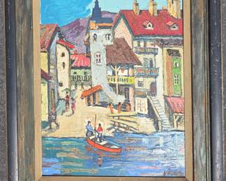 Varas Samuelian modernist 24" x 18" oil on masonite.