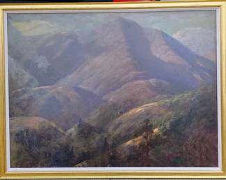 Antique oil painting of Mt. Tamalpais in Marin County.