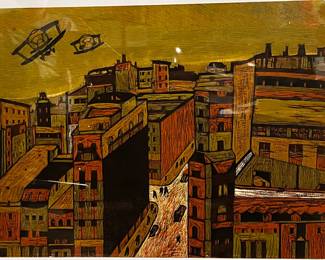 Beautiful Cityscape serigraph. Pencil signed.