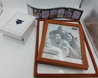 (3) Fetco International Picture Frames, Stylized Frame, & (3) Large Wooden Frames
