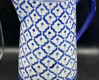 8” Handcrafted Blue & White Porcelain Pitcher
