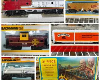 Vintage Toy Trains featuring HO Scale Bachmann Santa Fe Powered Diesel Locomotive
