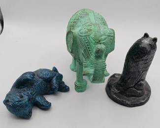 (3) Metal Animal Statues
