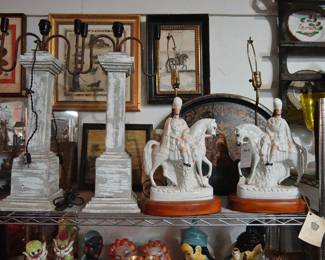 Staffordshire and other lamps